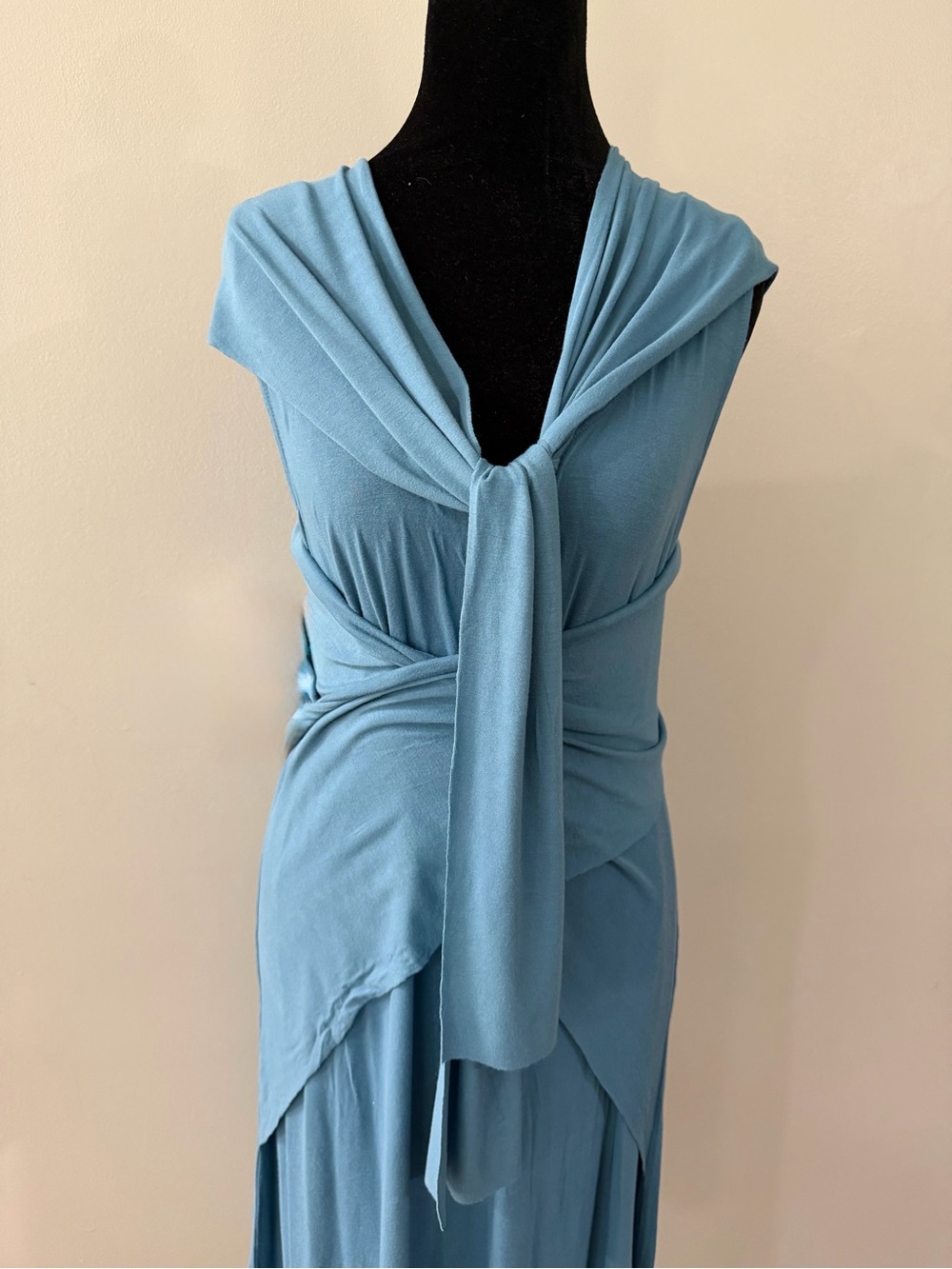 Soma Light Blue Adjustable Wrap Sleeveless V-Neck Cool Days Women's Midi Dress - Picture 8 of 16